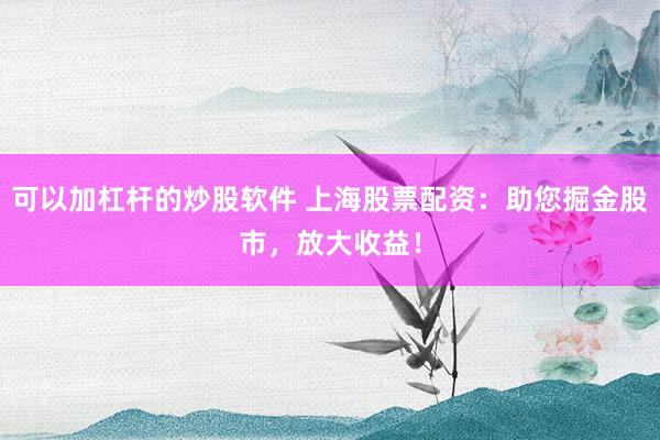 可以加杠杆的炒股软件 上海股票配资：助您掘金股市，放大收益！